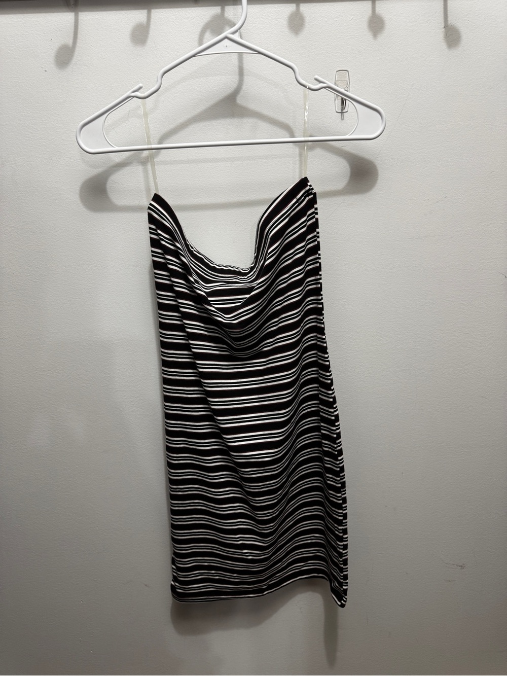 Fashion Nova Black & White Striped Cowl Neck Camisole